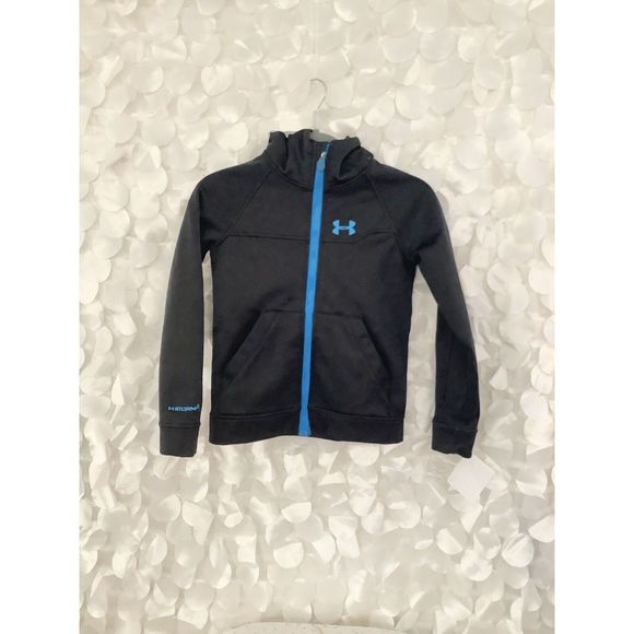 Under Armour Other - Under Armour Youth Small Black COLDGEAR FULL ZIP JACKET Infrared Big Logo Hooded